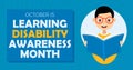 October is Learning Disability Awareness Month. Vector banner