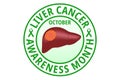October liver cancer awareness month flat vector illustration. Protection, healthcare, prevention concept.