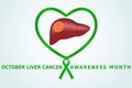 October liver cancer awareness month flat vector illustration. Protection, healthcare, prevention concept.