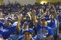 OCTOBER 26, 2018 - LOS ANGELES, CALIFORNIA, USA - DODGER STADIUM: fans celebrate as LA Dodgers defeat Boston Red Sox 3-2 in game 3 Royalty Free Stock Photo