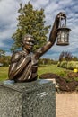 October 16, 2016 - 9/11 Memorial Eagle Rock Reservation in West Orange, New Jersey with view of New York City - a torch over New Y