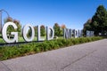 MINNEAPOLIS MINNESOTA: Sign for the Gold Medal Park in downtown Minneapolis on a sunny day Royalty Free Stock Photo