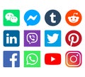 18, October, 2019. Minsk, Belarus. Social networks icons. Vector illustration, flat design