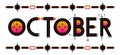 October month banner. Ethnic style Aztec pattern label. Month name vector sticker. New Year calendar illustration. Text for greet Royalty Free Stock Photo