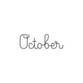 October Month Monoline Outline Lettering