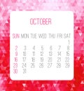 October 2016 monthly calendar