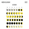 October 2022 Moon calendar. Astrological calendar design. planner. Place for stickers. Month cycle planner mockup