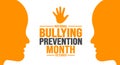 October is National Bullying Prevention Month background template use to background, banner, placard