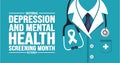 October is National Depression and Mental Health Screening Month background template