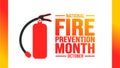 October is National Fire Prevention Month background template. Holiday concept. Royalty Free Stock Photo