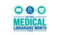 October is National Medical Librarians Month background template. Holiday concept.
