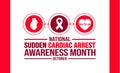 October is National Sudden Cardiac Arrest Awareness Month background template.