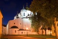 October night at St. Sophia Cathedral. The Kremlin of Veliky Novgorod Royalty Free Stock Photo