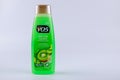 Bottle of VO5 shampoo on a Kiwi Lime Squeese with lemongrass extract Clarifying shampoo removes dullihg residue