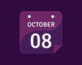 8 October, October 8 icon Single Day Calendar Vector illustration