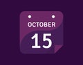 15 October, October 15 icon Single Day Calendar Vector illustration