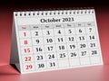 October 2023. One page of the annual business desk monthly calendar