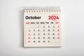 October 2024. One page of annual business monthly calendar on white background. October 2024 reminder, business planning,