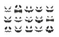 October party scary black clipart collection, spooky pumpkins facial expression, smiling ghost face on Halloween party