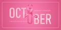 October pink ribbon for your design Cancer Awareness month with isolated backgrounds Royalty Free Stock Photo