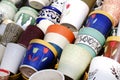 30 October 2021, Pune, India, A street shop with oriental ceramics. Teapots, plates and bowls. Bowls, plates and tea cups in