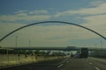 October 2021 Reggio-Emilia, Italy: Bridge over the highway A1 - Casello A1 motorway Reggio Emilia. View from Santiago Calatrava on