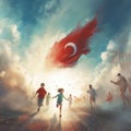 29 october Republic Day Turkey in turkish 29 ekim Cumhuriyet Bayrami. Ai Generated