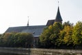 October 2, 2023, Russia, Kaliningrad, Koenigsberg Cathedral on the square behind the trees