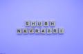 shubh Navratri, a minimalistic banner with an inscription in wooden letters Royalty Free Stock Photo