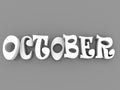 October sign with colour black and white. 3d paper illustration. Royalty Free Stock Photo