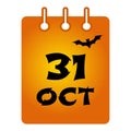 October 31 st calendar colored icon. Halloween. Vector illustration