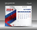 October 2024 template- Desk Calendar 2024 year template, wall calendar 2024 year, Week starts Sunday, Planner design, Stationery