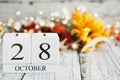 October 28th Calendar Blocks with Autumn Decorations