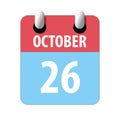 october 26th. Day 26 of month,Simple calendar icon on white background. Planning. Time management. Set of calendar icons for web