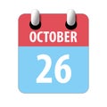 october 26th. Day 26 of month,Simple calendar icon on white background. Planning. Time management. Set of calendar icons for web