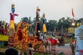 October 19th 2022, Dehradun, Uttarakhand, India. Ravana, Kumbkarana and Meghnath effigies during Vijayadashmi festival fair with