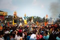 October 19th 2022, Dehradun, Uttarakhand, India. A small girl performing rope walk with a balance pole during Vijayadashami