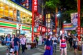 2019, October 7th, Taiwan, Taipei, Ximending Night Market - The scene at the famous night market in the city Royalty Free Stock Photo
