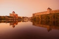 October twilight on the border Narva river Royalty Free Stock Photo