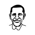 October 1, 2014: A vector, black and white illustration of president Obama