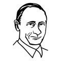 October 1, 2014: A vector, black and white illustration of president Putin