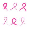 15 october Vector illustration for Breast cancer day. Watercolor awareness symbol - pink crayon ribbon. Hand drawn Royalty Free Stock Photo