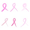 15 october Vector illustration for Breast cancer day. Watercolor awareness symbol - pink crayon ribbon. Hand drawn Royalty Free Stock Photo