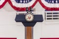 OCTOBER 13, 2016, Vice Presidential Seal and Empty Podium, awaiting Vice President Joe Biden Speech, Culinary Union, Las Vegas, Ne Royalty Free Stock Photo