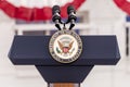 OCTOBER 13, 2016, Vice Presidential Seal and Empty Podium, awaiting Vice President Joe Biden Speech, Culinary Union, Las Vegas, Ne