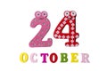 October 24 on white background, numbers and letters.