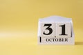 31 october wooden calendar date sheldue for Halloween concept