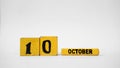 OCTOBER 10 Wooden calendar. World Mental Health Day