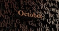 October - Wooden 3D rendered letters/message