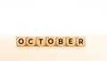 October word on wooden blocks
